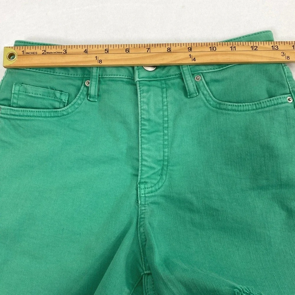 Womens Green Denim Shorts Size Medium 26